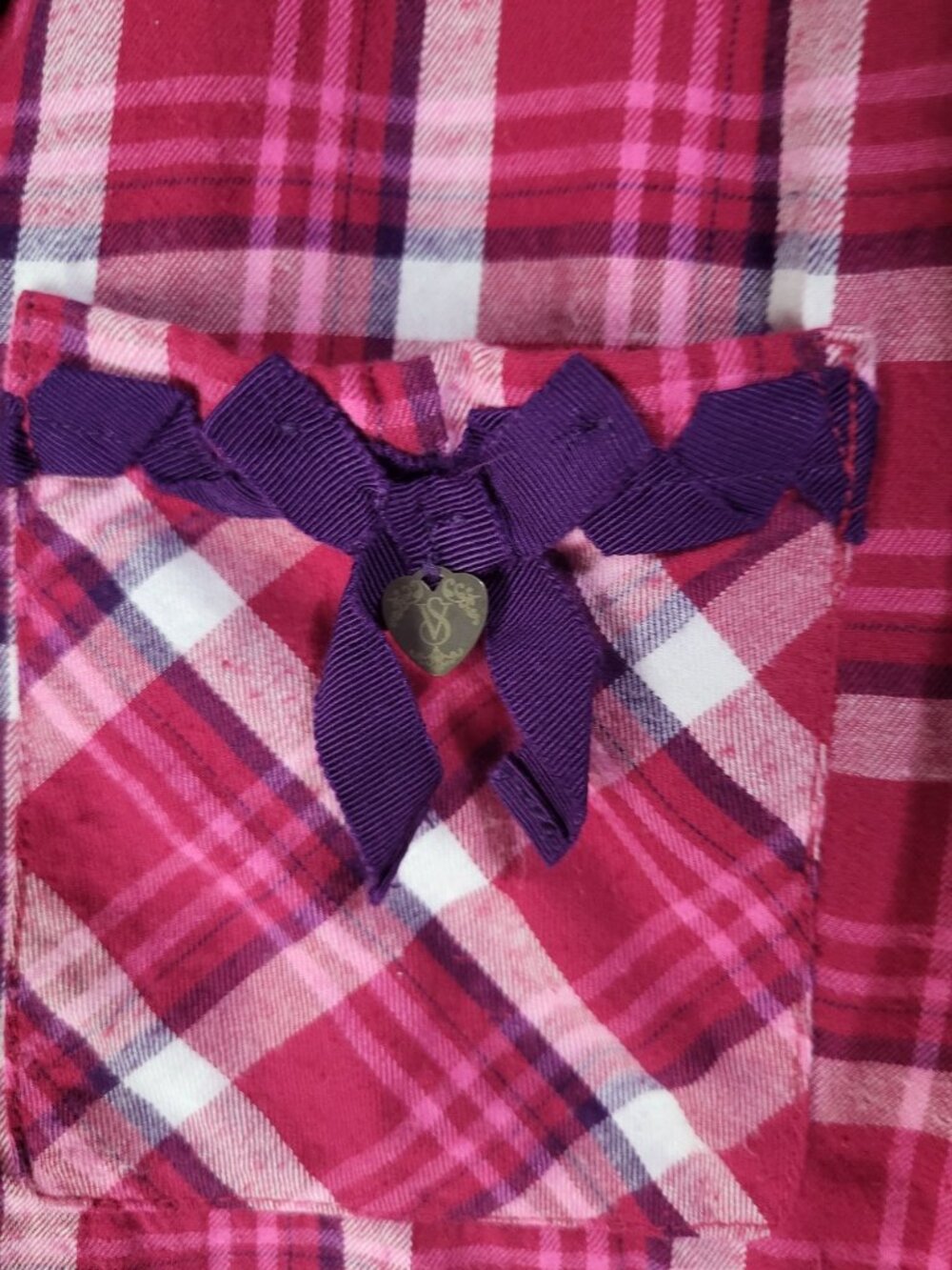 Victoria's Secret Womens S Two Piece Plaid Pajama Set Pink Purple y2k Lounge - Picture 3 of 11